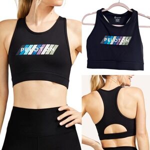 Peloton Sports Bra Medium Black Racerback Athletic Pace Cutout Activewear Womens
